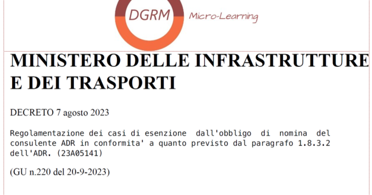 ADR: ma l’esenzione dal consulente-DGSA è una realmente una agevolazione?